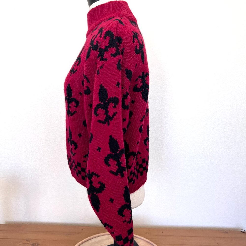 90's Pullover Sweater - Fleur-De-Lis Pattern - Ja… - image 5